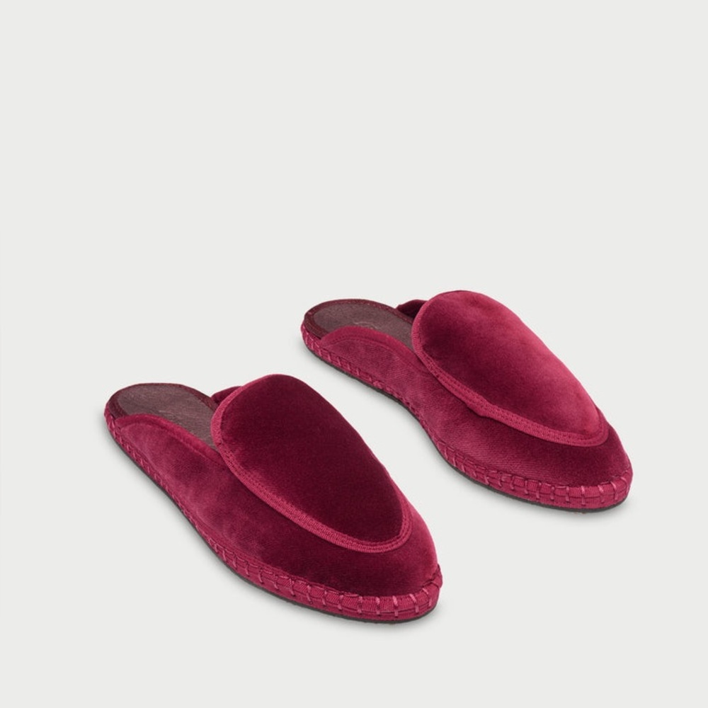 Bruna Garnet Flabelus  Velvet mule Slippers with piping 40